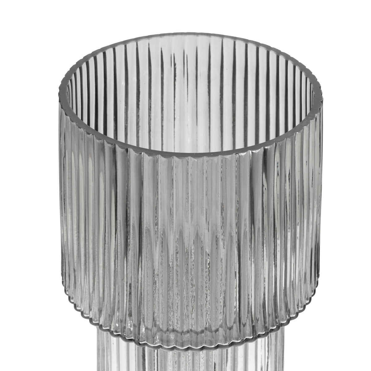 Large Ribbed Grey Glass Vase | Esma