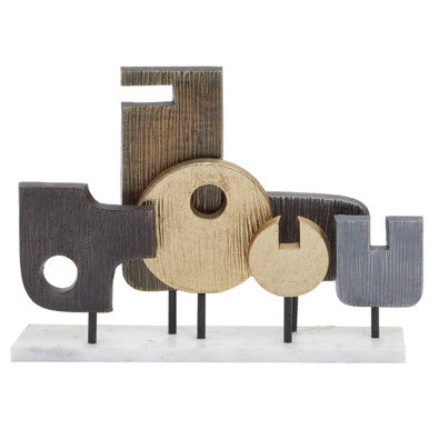 Large Assorted Colour Metal Sculpture on Marble Base | Simbolo