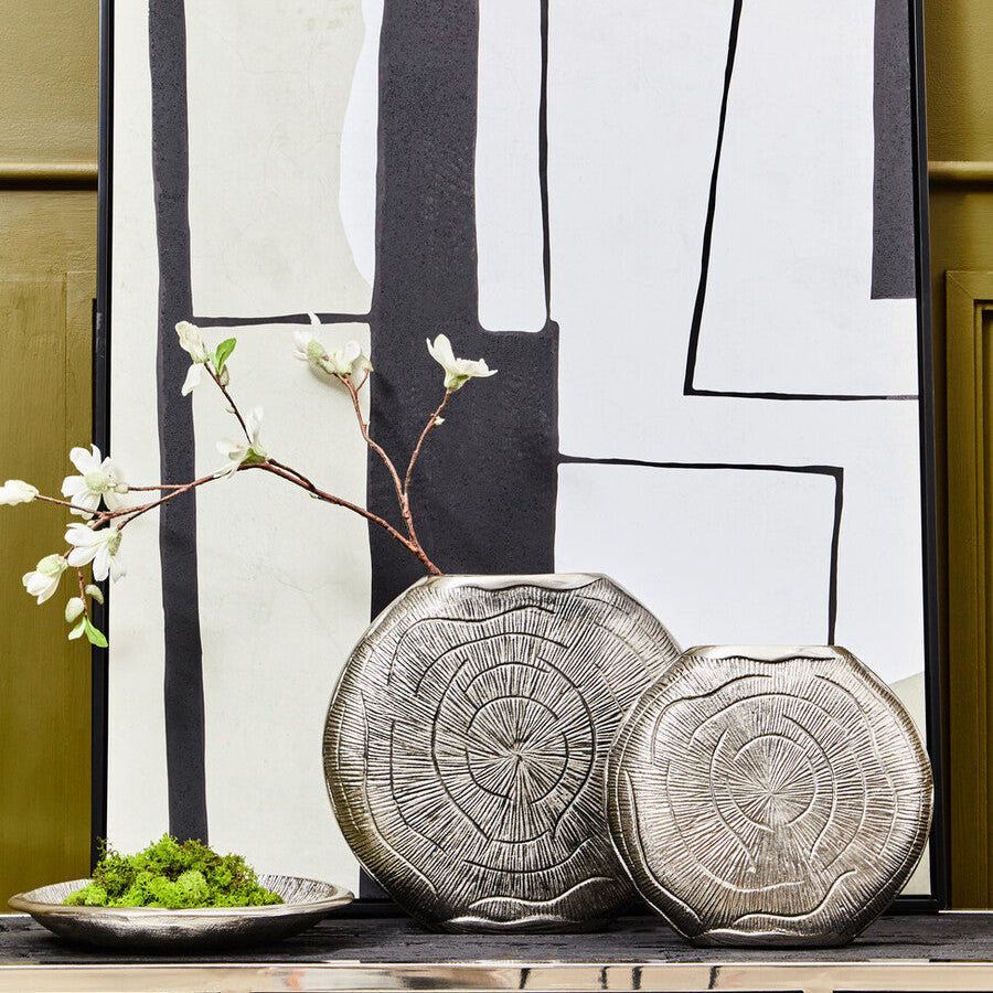 Large Oak Effect Silver Finish Vase | Silva