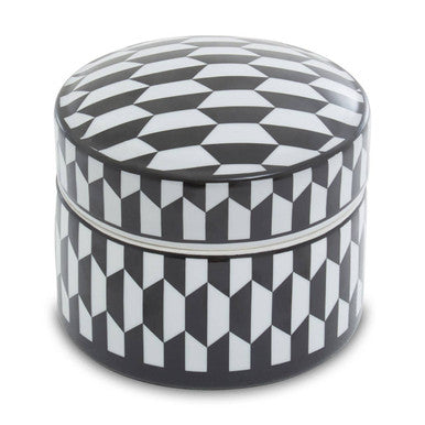 Large Black and White Geometric Print Ceramic Trinket Box | Marlo