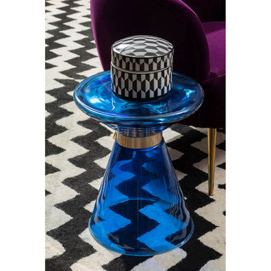 Large Black and White Geometric Print Ceramic Trinket Box | Marlo