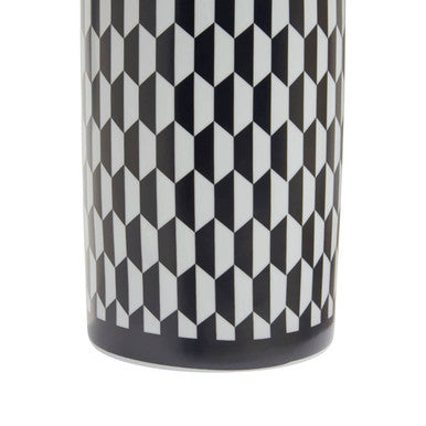 Large Black and White Geometric Print Ceramic Jar | Marlo