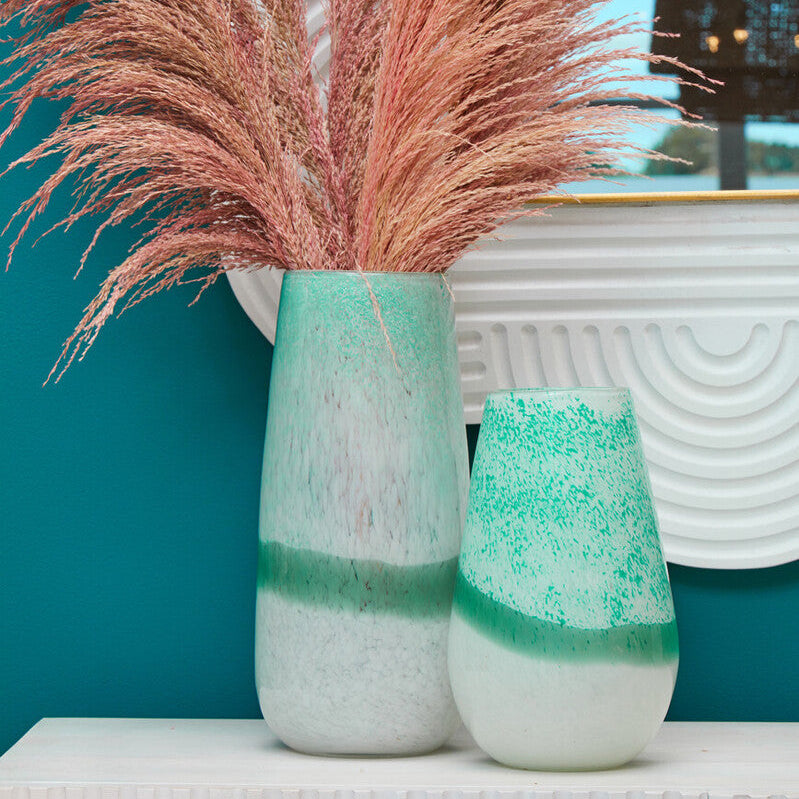 Large Turquoise and White Ombre Vase | Celia