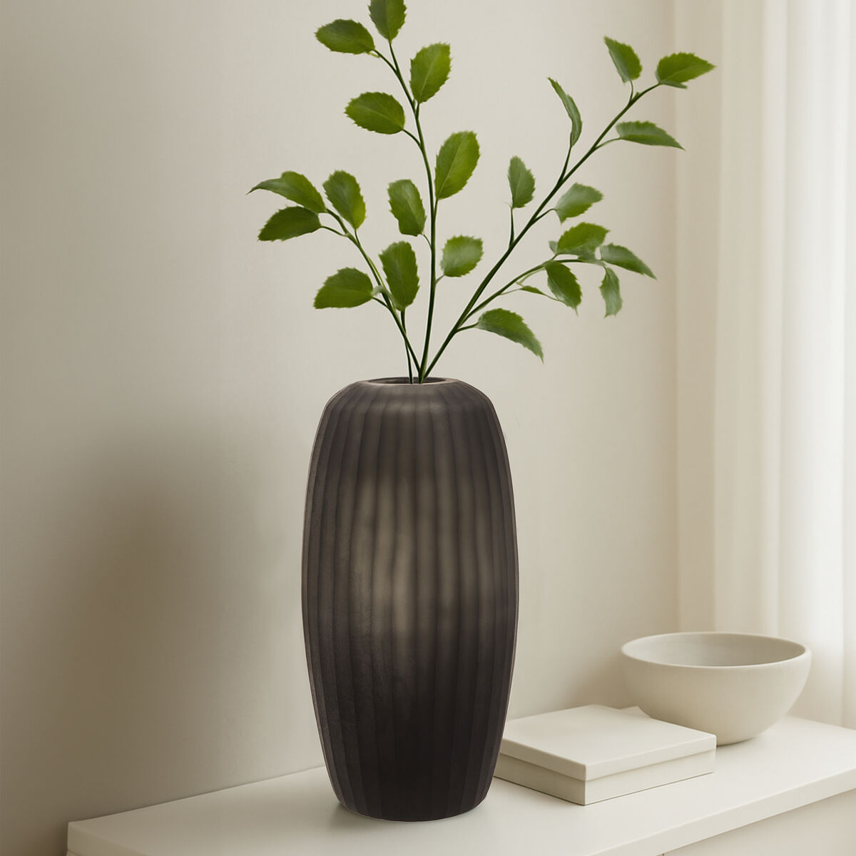 Small Dark Grey Glass Vase | Hessa