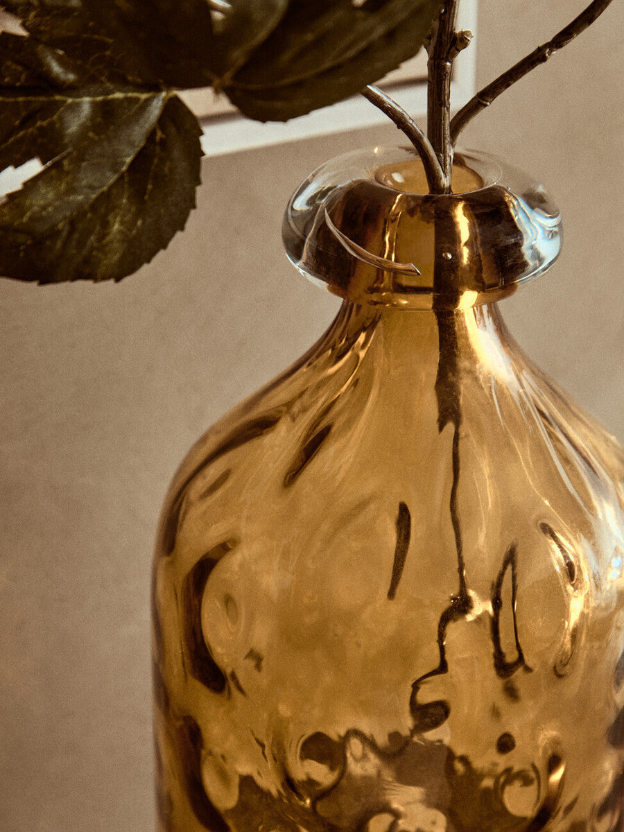 Amber Tall Glass Bottle Vase | Huda