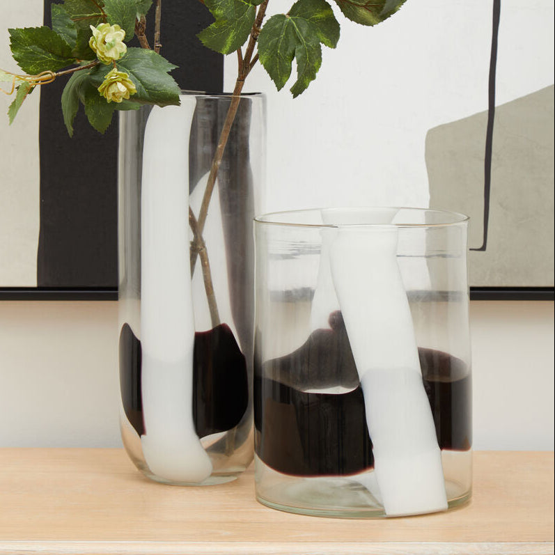 Large Glass Vase with Abstract Pattern | Hania