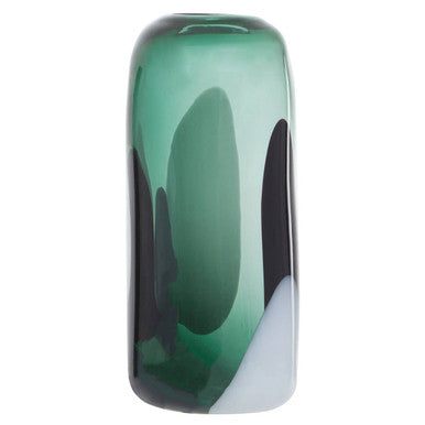 Small Green Glass Vase with Abstract Pattern | Hania