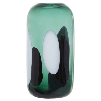 Small Green Glass Vase with Abstract Pattern | Hania