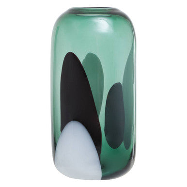 Small Green Glass Vase with Abstract Pattern | Hania
