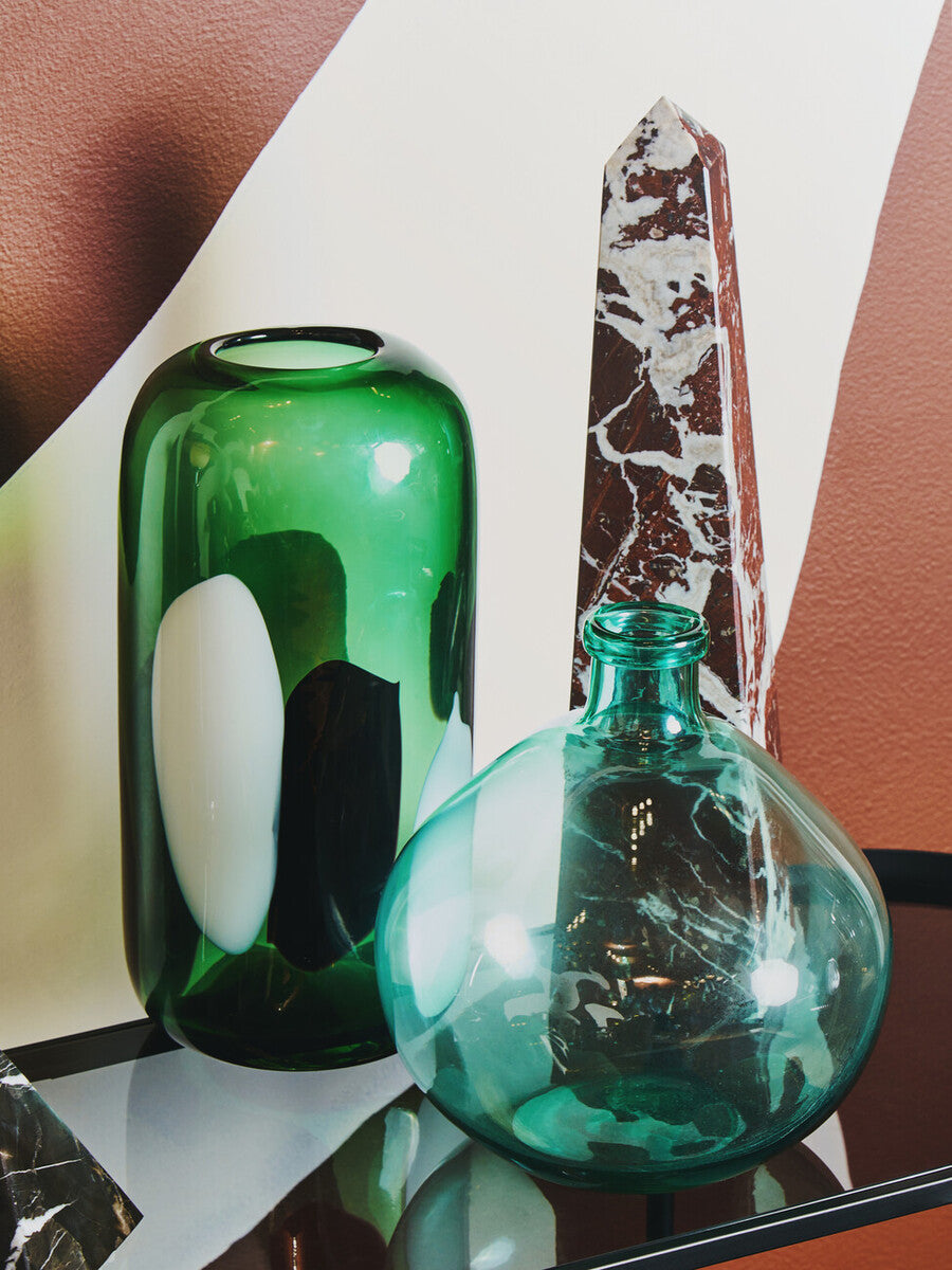 Small Green Glass Vase with Abstract Pattern | Hania