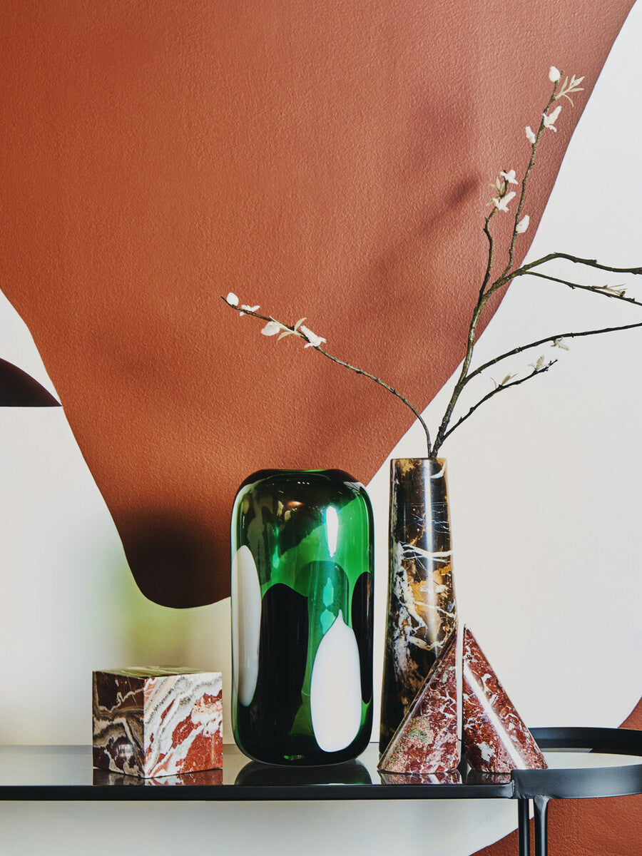 Small Green Glass Vase with Abstract Pattern | Hania