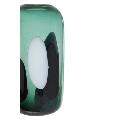 Small Green Glass Vase with Abstract Pattern | Hania