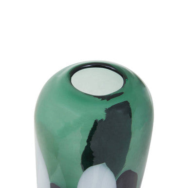 Small Green Glass Vase with Abstract Pattern | Hania
