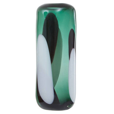 Large Green Glass Vase with Abstract Pattern | Hania