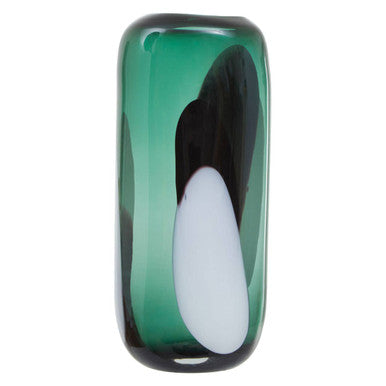 Large Green Glass Vase with Abstract Pattern | Hania