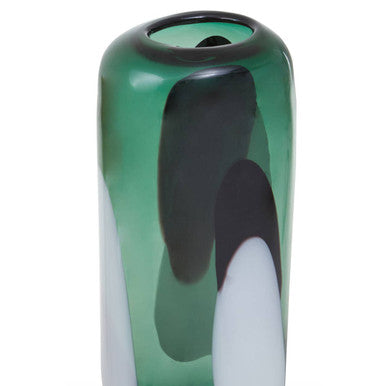 Large Green Glass Vase with Abstract Pattern | Hania