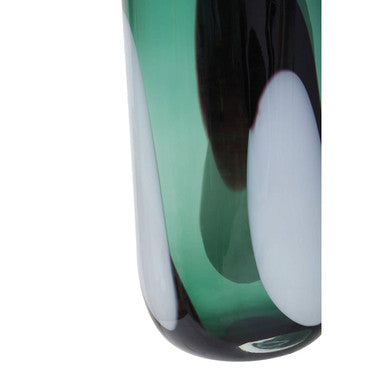 Large Green Glass Vase with Abstract Pattern | Hania