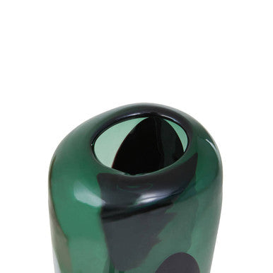 Large Green Glass Vase with Abstract Pattern | Hania