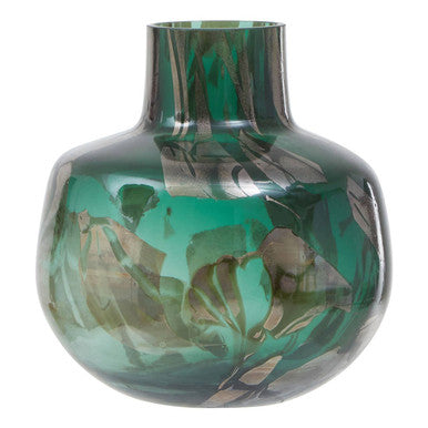 Green and Gold Small Glass Vase | Herbie