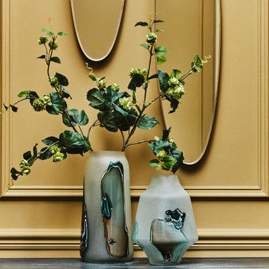 Tall Glass Vase with Marbled Design | Hakan