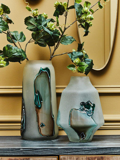 Tall Glass Vase with Marbled Design | Hakan