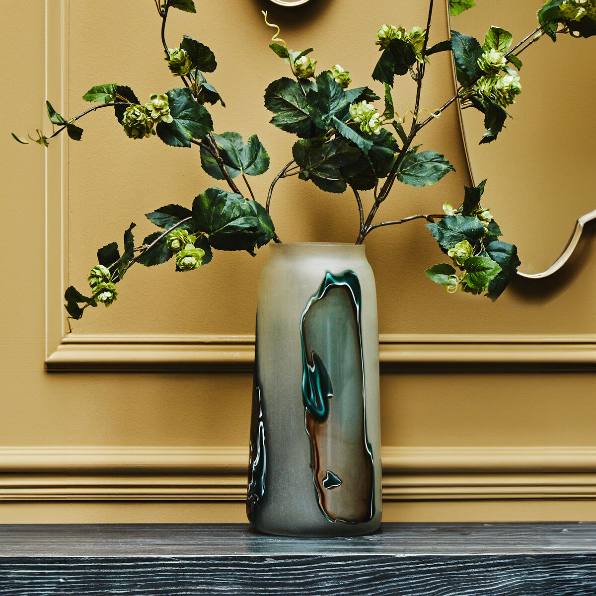 Tall Glass Vase with Marbled Design | Hakan