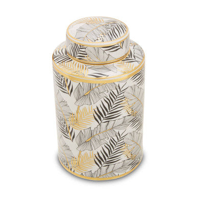 Small Leaf Design Ceramic Jar | Doria