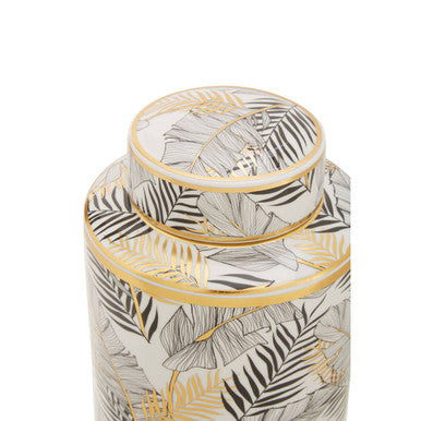 Small Leaf Design Ceramic Jar | Doria