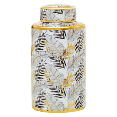 Large Leaf Design Ceramic Jar | Doria