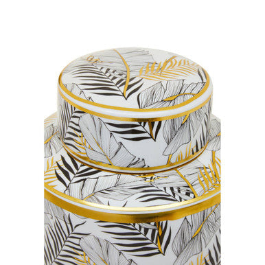 Large Leaf Design Ceramic Jar | Doria