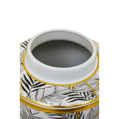 Large Leaf Design Ceramic Jar | Doria