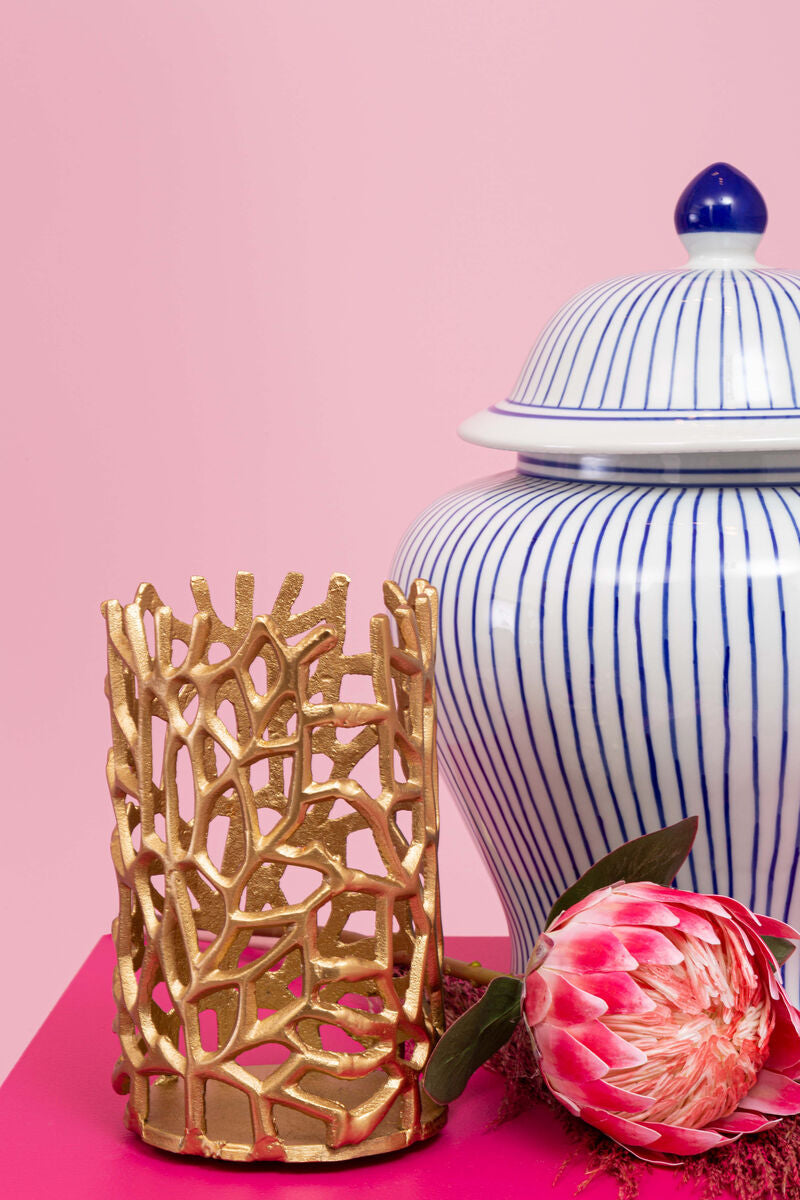 Small White and Blue Ceramic Jar | Damson