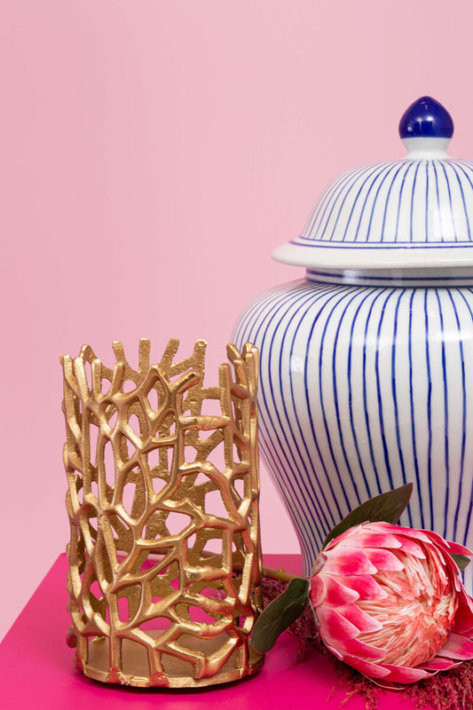 Small White and Blue Ceramic Jar | Damson