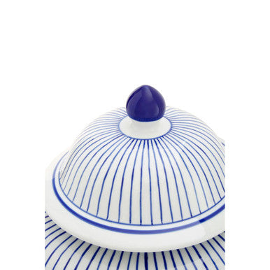 Small White and Blue Ceramic Jar | Damson