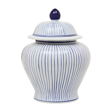 Large White and Blue Ceramic Jar | Damson