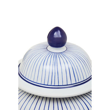 Large White and Blue Ceramic Jar | Damson