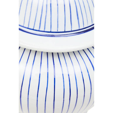 Large White and Blue Ceramic Jar | Damson