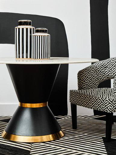 Large Black and White Stripes Ceramic Jar | Doria