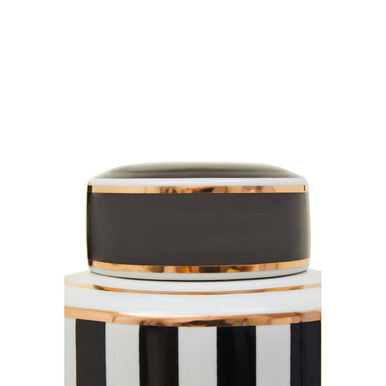 Large Black and White Stripes Ceramic Jar | Doria