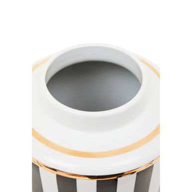 Large Black and White Stripes Ceramic Jar | Doria
