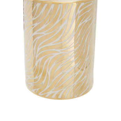 Small White and Gold Finish Ceramic Jar | Doria