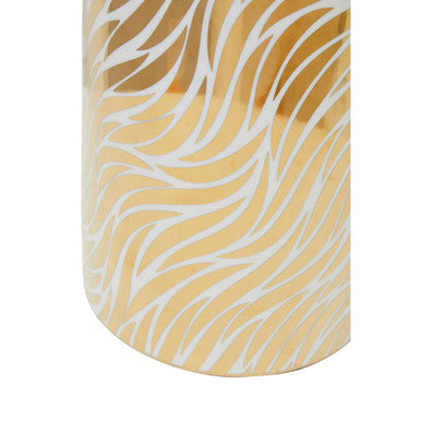 Large White and Gold Finish Ceramic Jar | Doria
