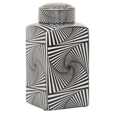 Small Black and White Ceramic Jar | Doria