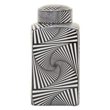 Small Black and White Ceramic Jar | Doria