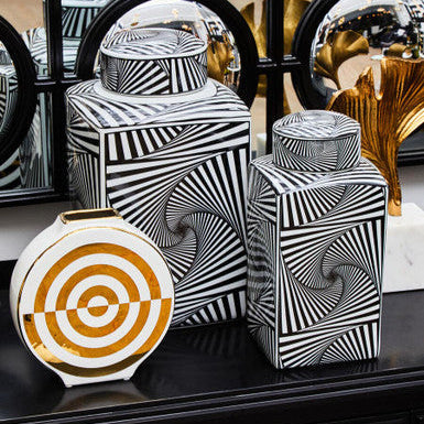 Small Black and White Ceramic Jar | Doria
