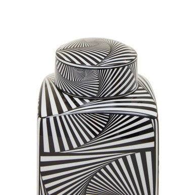 Small Black and White Ceramic Jar | Doria
