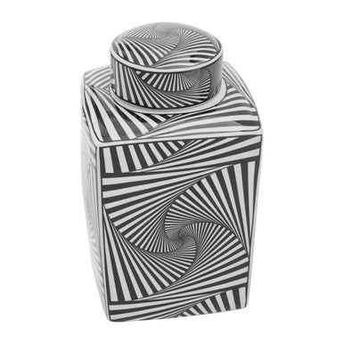 Large Black and White Ceramic Jar | Doria
