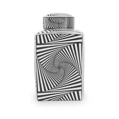 Large Black and White Ceramic Jar | Doria