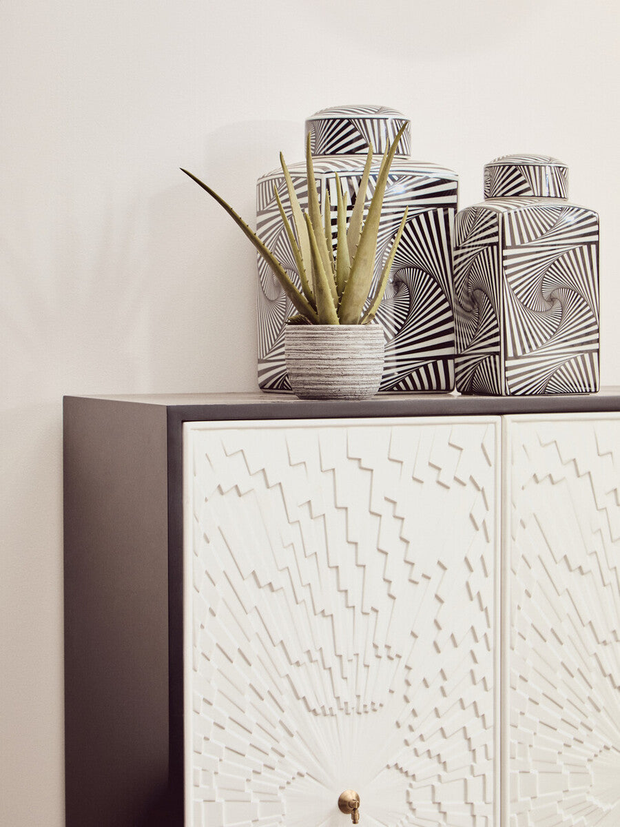 Large Black and White Ceramic Jar | Doria