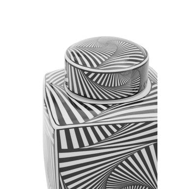 Large Black and White Ceramic Jar | Doria